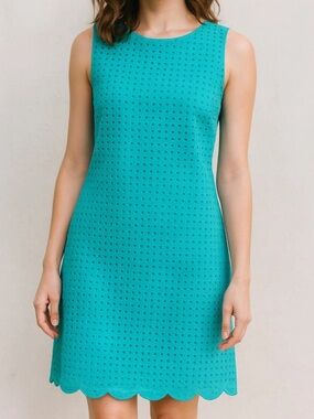 NWT Cynthia Rowley Turquoise Eyelet Shift Dress - Sleeveless Summer Style